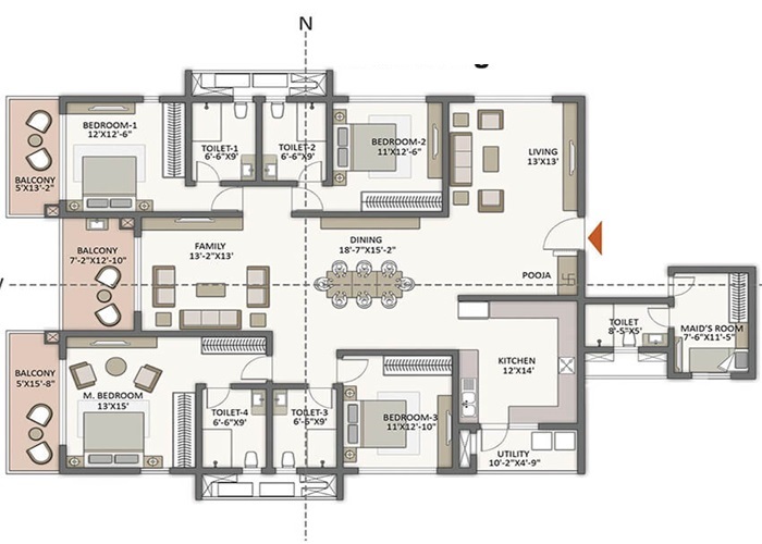 Prestige Windgates 4 BHK Floor Plan